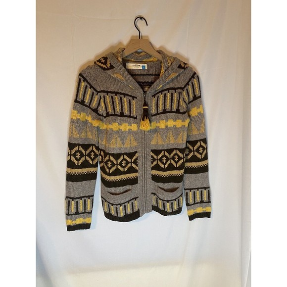 Sparrow Anthropologie Sweaters - Sparrow Anthropologie Hooded Tassels Full Zip Fair isle Cardigan Size S
